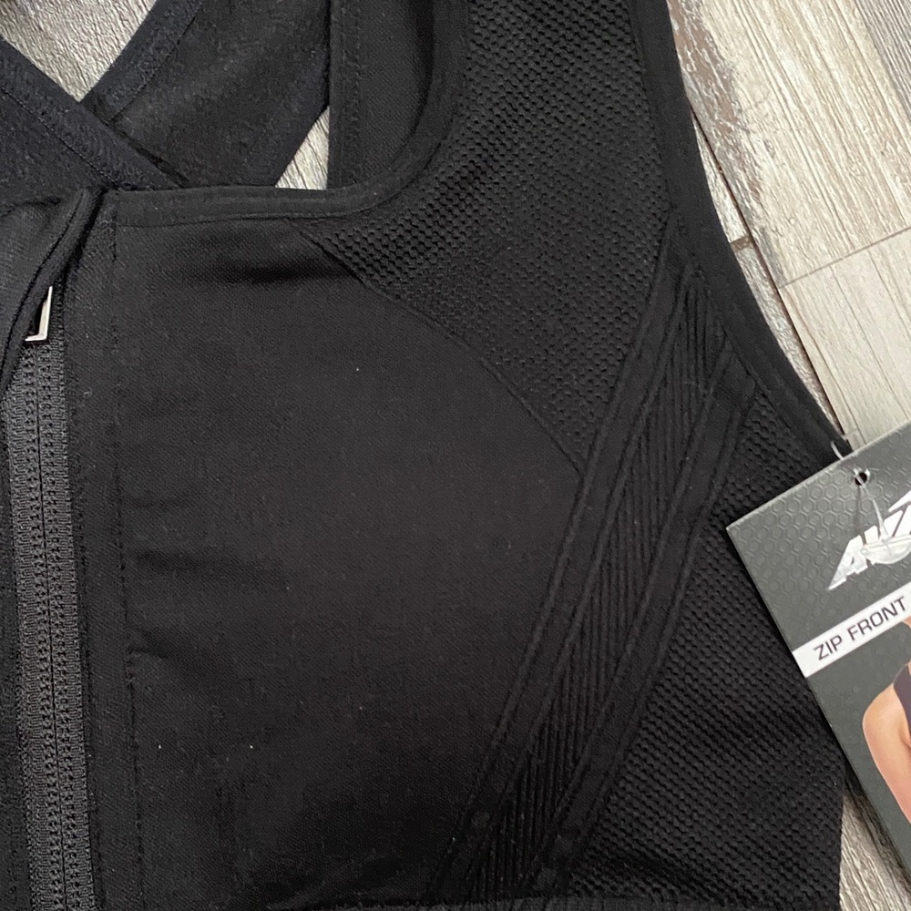 Avia Black Zip Front Sports Bra - Picture 10 of 10